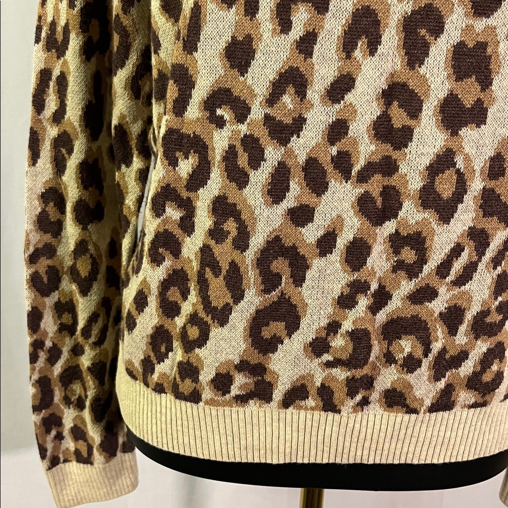 NWT A New Day Camel & Brown Leopard Print Crew Neck Sweater - Picture 10 of 16